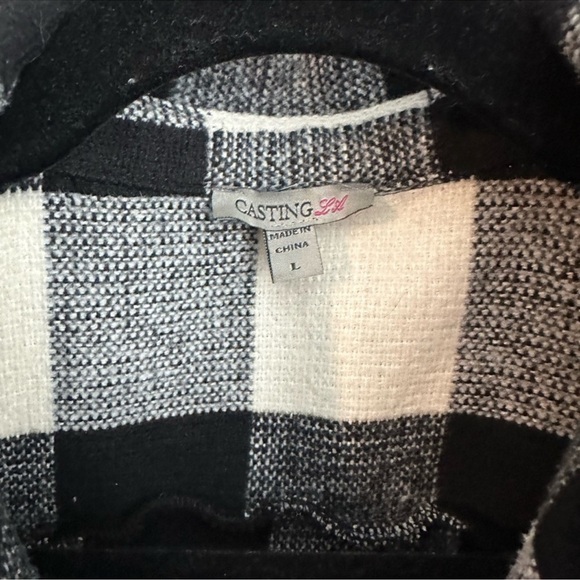 OmBoys Plaid Shacket, Black and White - Size Large - Picture 3 of 5